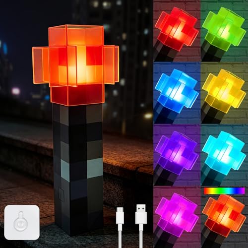 Image of AIDYVOI 7 Color Changing Night Light, Wall Torch Lamp for Boys, Rechargeable Decor Night Lamp, Hand Held & Wall Mountable Table Light for Costume Cosplay Party Room Decor