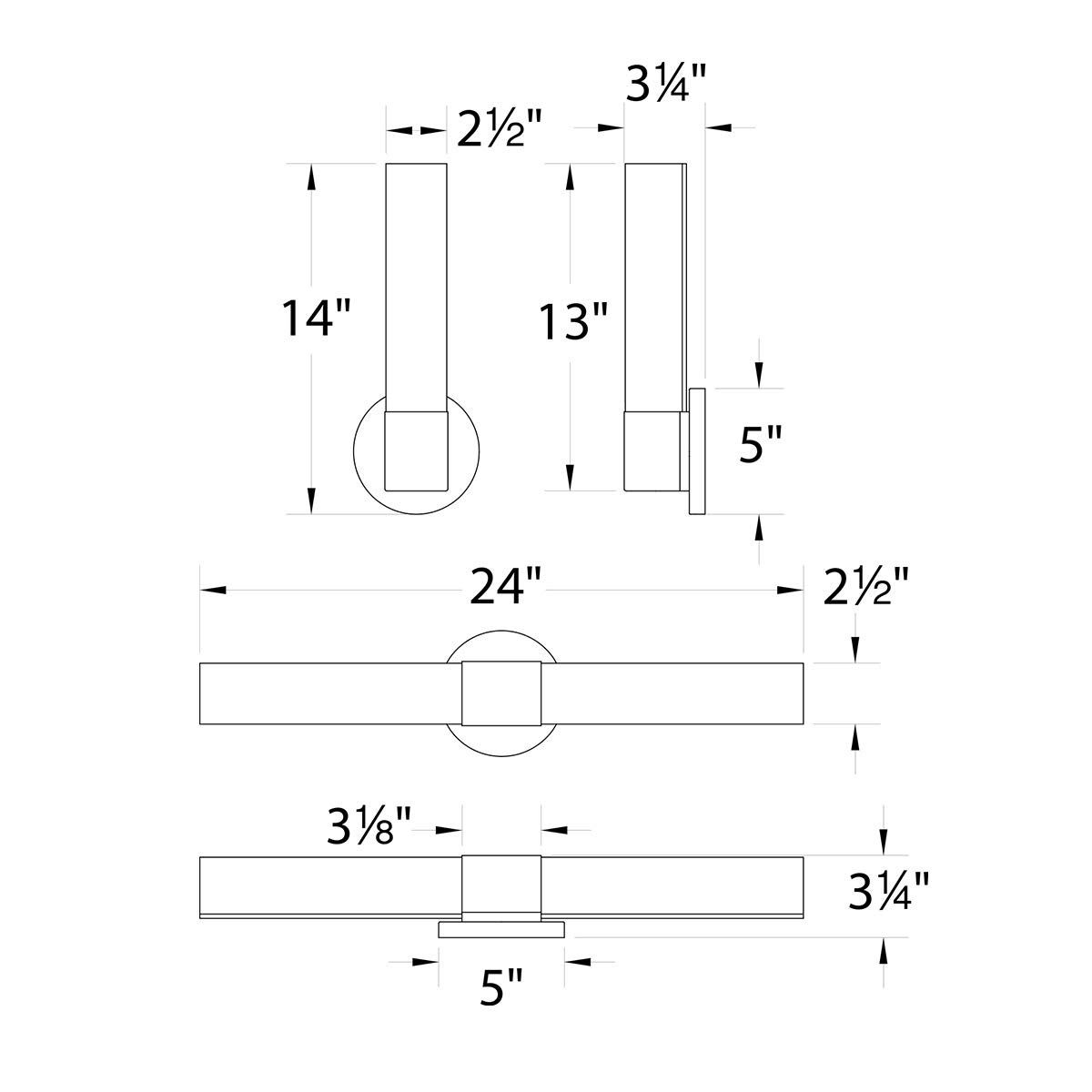 WAC Lighting, Turbo 24in LED Energy Star Bathroom Vanity & Wall Light 3000K in Chrome