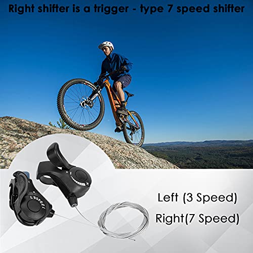 Damohony Bike Gear Thumb Shifter, Bicycle Brake Levers Shifter, 3X7 Speed Bike Shift Lever For Mountain City Road Folding Bicycle (1 Pair) #TOP1