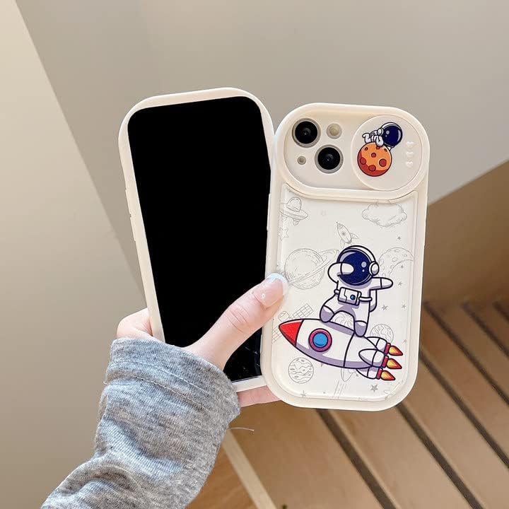Miniatura 5 de Funda con diseño espacial de astronauta para iPhone 14 Pro Max con protector de cámara (viene con colgante), bonita funda de teléfono de anime de