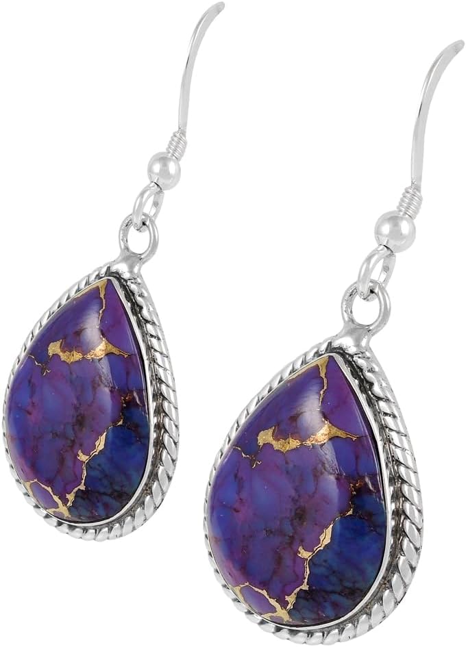Purple Turquoise Earrings Sterling Silver 925