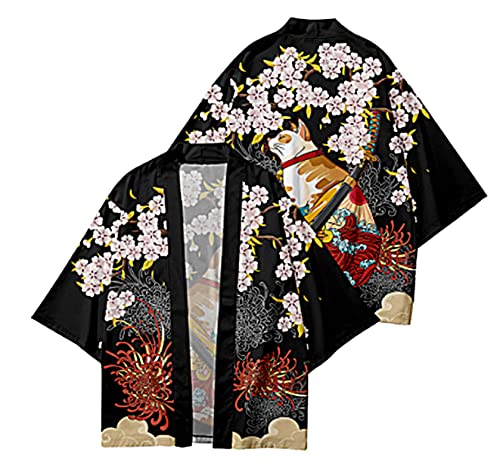 Image of LAI MENG FIVE CATS Women's Funny Cute Cat Cardigan Lightweight Kimono Loose Cover up Blouse Tops