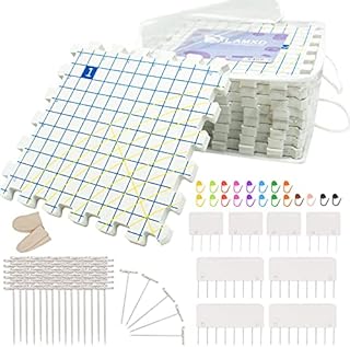 LAMXD Blocking Mats for Knitting - Extra Thick Blocking Boards with Grids with 8PCS Knitting blockers,100 T-pins and 50 Stitch Marker for Needlework or Crochet - Pack of 9
