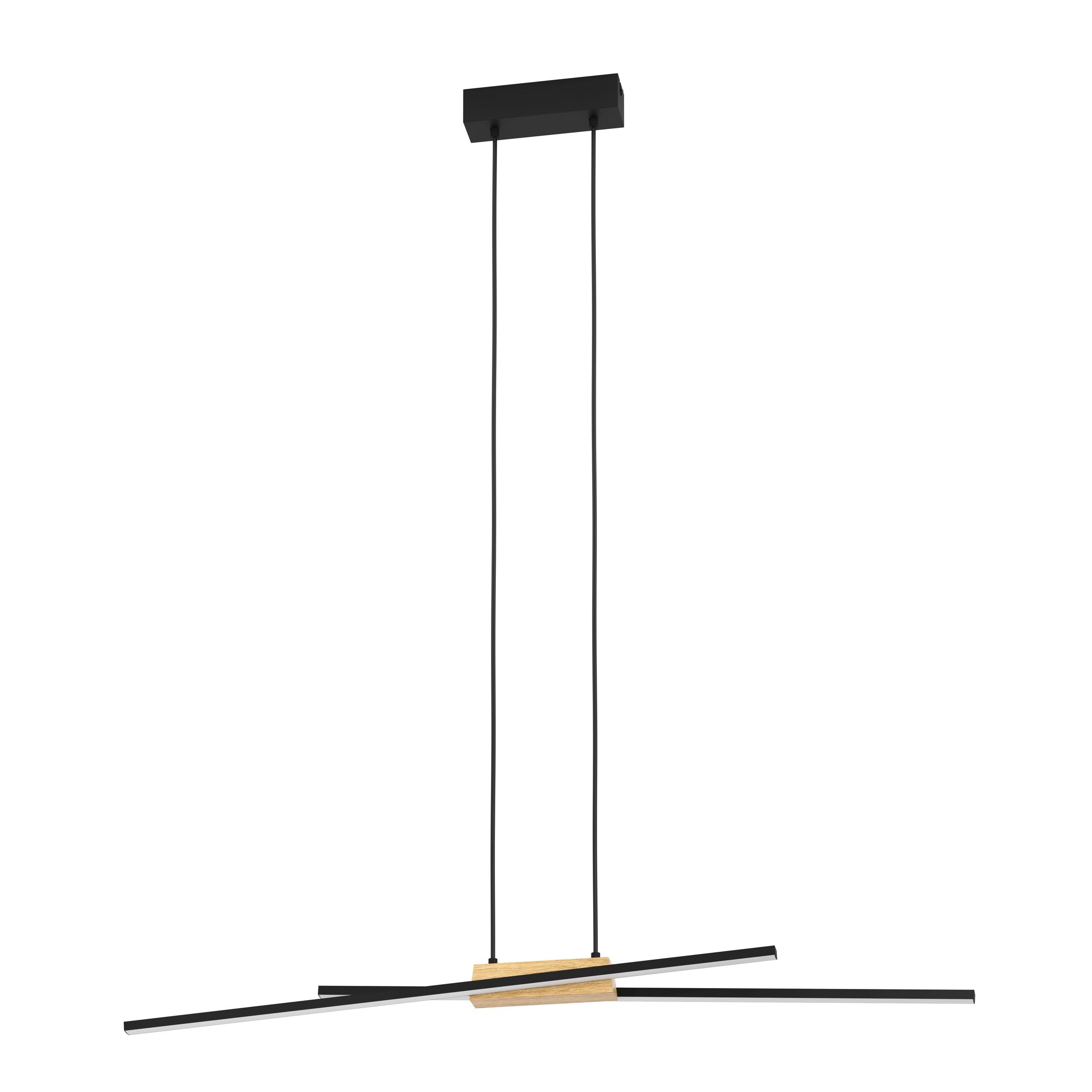 Eglo Panagria Modern Wood & Black Metal Pendant Light Wbs from B&Q