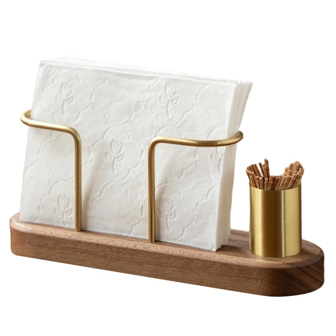 CTRLZS Tableware Tissue Paper Holder Wooden Metal Toothpick Holder Napkin Holder Desktop Organizer Tissue Box Storage