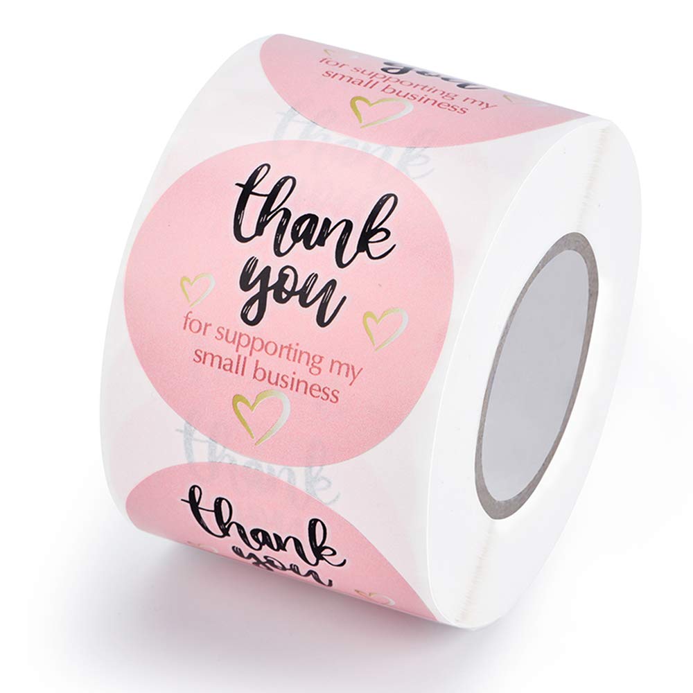 2 Inch Thank You Stickers 500 Per Roll Natural Brown | Desertcart GB