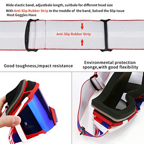 Zdatt Motocross Riding Goggles Dirt Bike Atv Motorcycle Gafas Anti-Uv Motorbike Off Road Ski Goggles Anti-Slip Strap Nose Cover Men Women Fit Glasses & Helmet #TOP2