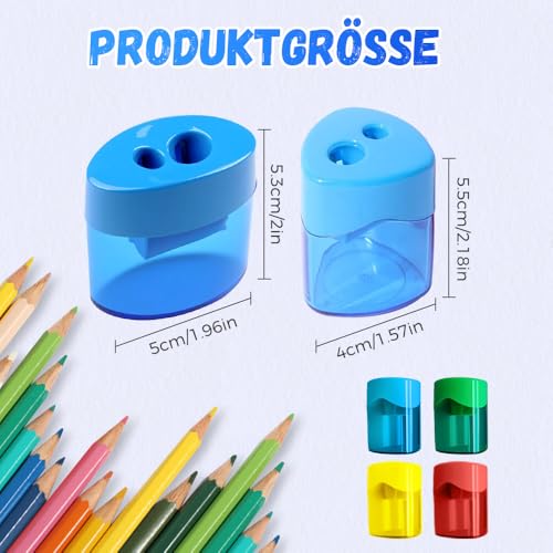 4 Pcs Pencil Sharpeners with Lid, 2026 New Dual Holes Compact Colored Handheld Pencil Sharpener, Mini Portable Sharpener Plastic Durable Sharpener for Kids Adults Students Home Office (Triangular) - Image 7