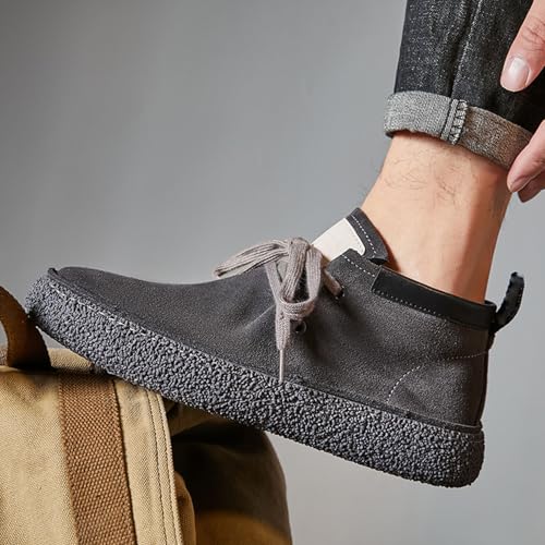Men's Vintage Brushed Suede Leather Mid Top Ankle Boots Fashion Slip Resistant Lace Up Casual Loafers For Casual And Hiking2