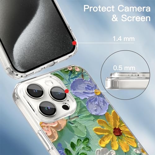 Coque iPhone 15 Pro Max Magsafe OOK transparente motif floral rétro - 3