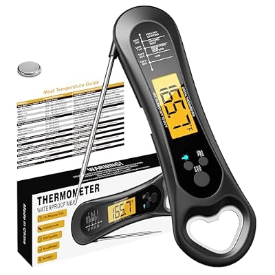 Biison Meat Thermometer Digital, Instant Read Meat Thermometer for Grill and Cooking, IP66 Waterproof Food Thermometer for Kitchen and Outside, BBQ, Turkey, Candy, Liquids, Beef