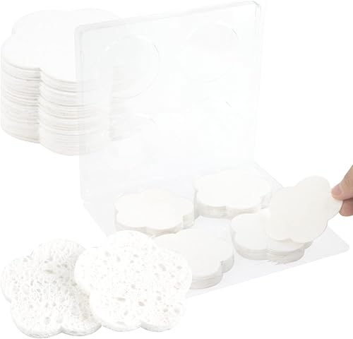 50 esponjas faciales comprimidas, esponjas faciales naturales de limpieza facial, almohadillas exfoliantes con forma de flor para limpieza,