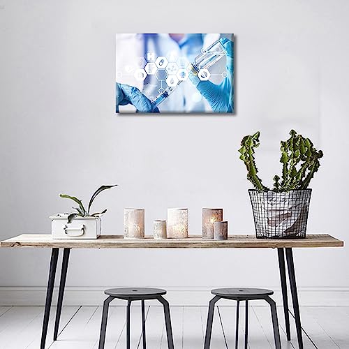 Image of TUMOVO Medical background Wall Art 1 Panel Medical Clinical Laboratory Artwork Wall Decor for Living Room, Bedroom, Bathroom, Office. Framed Ready to Hang (12 inch Wx18 H)