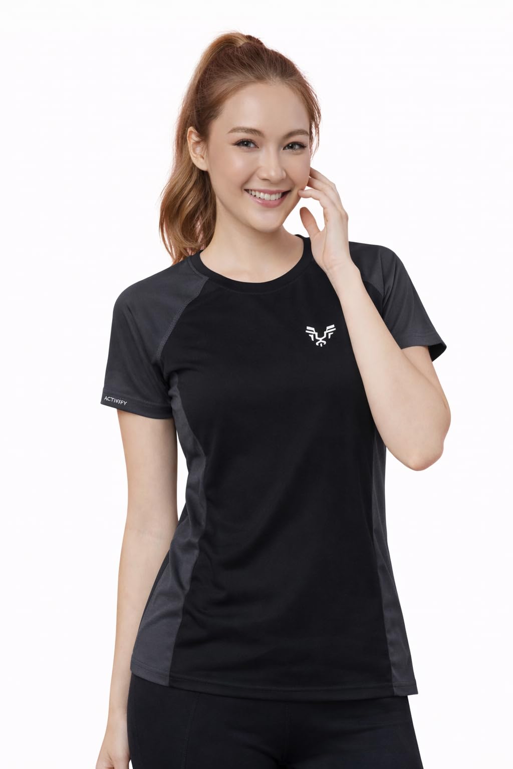 uzarus Women’s Activewear T-Shirt Premium Breathable Soft Stretch Fabric Sporty Panel Design Short Sleeve Round Neck Athletic Gym Yoga Running Workout Training Casual Top-picture-37