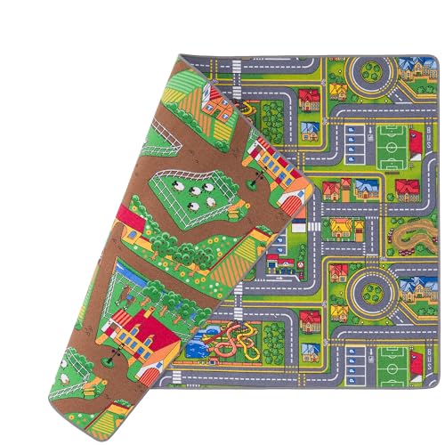 Pergamon Straßenteppich Beidseitig Kinder Spielteppiche für Kinderzimmer und Spielzimmer