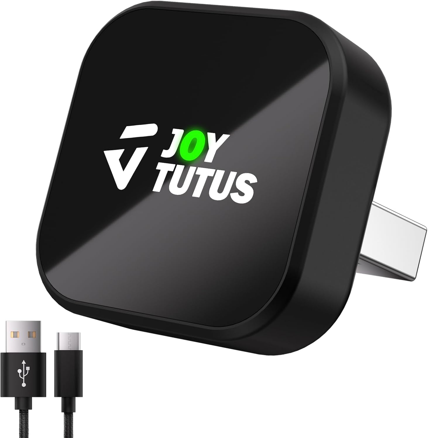 JOYTUTUS Wireless CarPlay Adapter, 2 in 1 Wired to Wireless for iPhone CarPlay & Android Auto, Adapter Compatible with USB A & USB C, Mini Cube Design for Cars with Built-in Wired Apple CarPlay