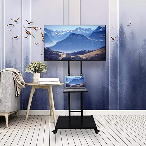 Image of D&V Engineering Metal Mobile TV Stand on Wheels | Height Adjustable TV Trolley | Rolling Cart for 32-55 Inch LED, LCD, Smart TVs | Portable Stand for Home, Office, School and College Use - Classic