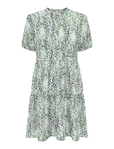 ONLY Onlnova Life Vis S/S Thea Dress AOP, Quiet Green, M Donna