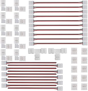 FSJEE 2Pin 8MM LED Connector Kit Includes 10X Strip to Strip Jumper,10X Strip to Adapter,10X Gapless Connectors for 3528/2835 LED Strip