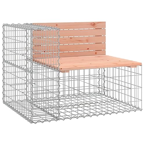 vidaXL Banco Jardín Diseño Gaviones, Sofá de Dos Plazas, Asiento de Piedras de Picnic, Mueble para Patio Parque, Madera de Abeto Douglas