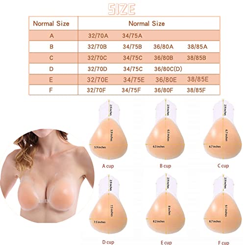 Unloshe Adhesive Bra Strapless Sticky Push Up Bra Reusable Silicone Invisible Lifting Bra, Backless Bra For Women (Skin Tone,D) #TOP2