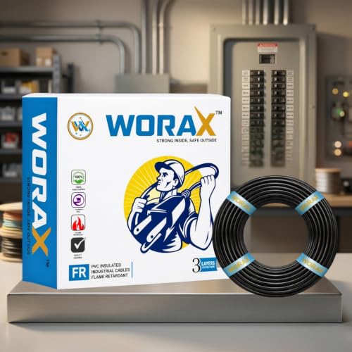 Image of WORAX 2.5 Sq mm Black Power Neutral Cable (90 Mtr) | Multi-Strand CCA Electric Wire | PVC Cable for Mains & Inverters