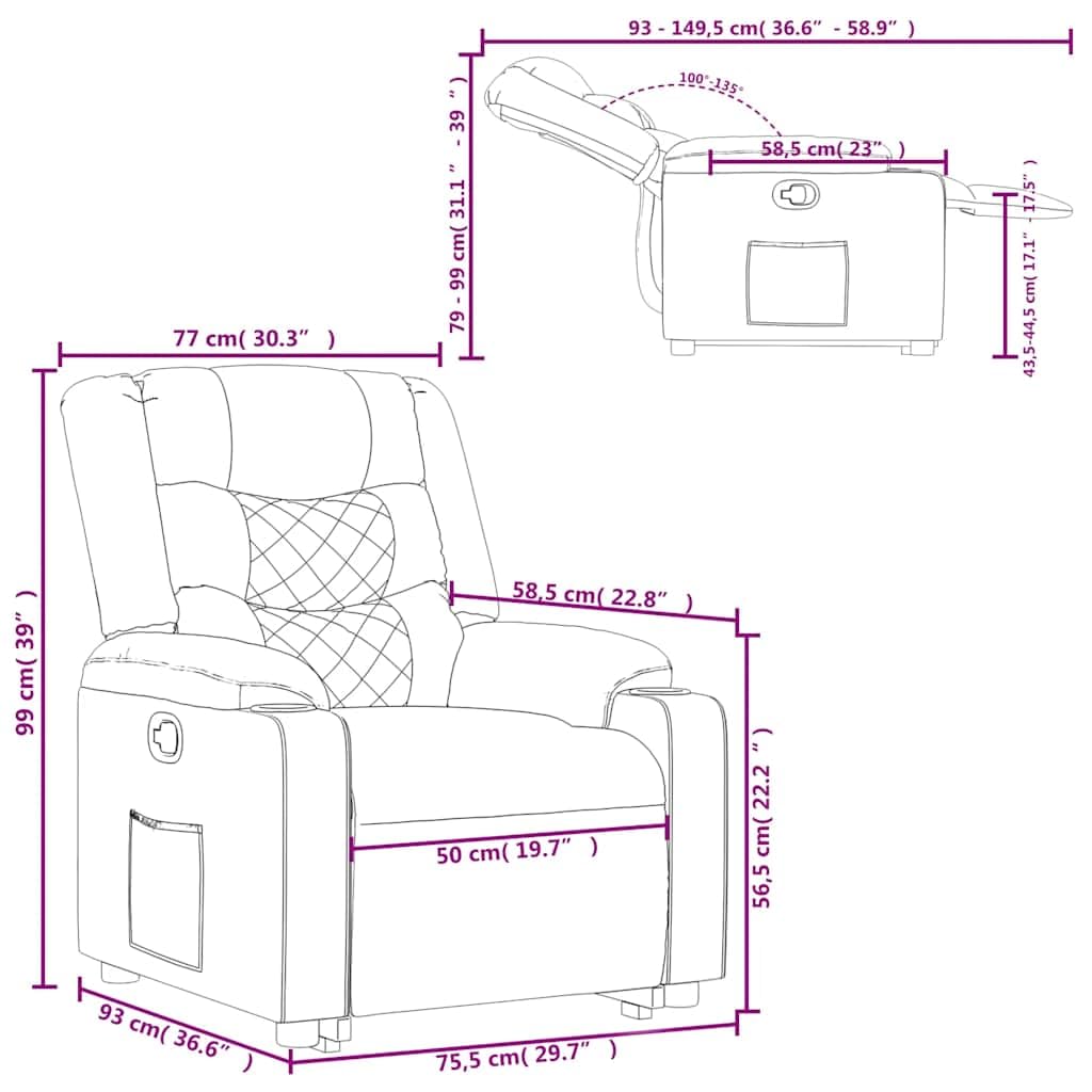 vidaXL Sillón Reclinable Elevable, Silla con Respaldo Reposabrazos, Sillón de Relax Descanso, Asiento Ajustable para Ancianos, Tela Gris Claro