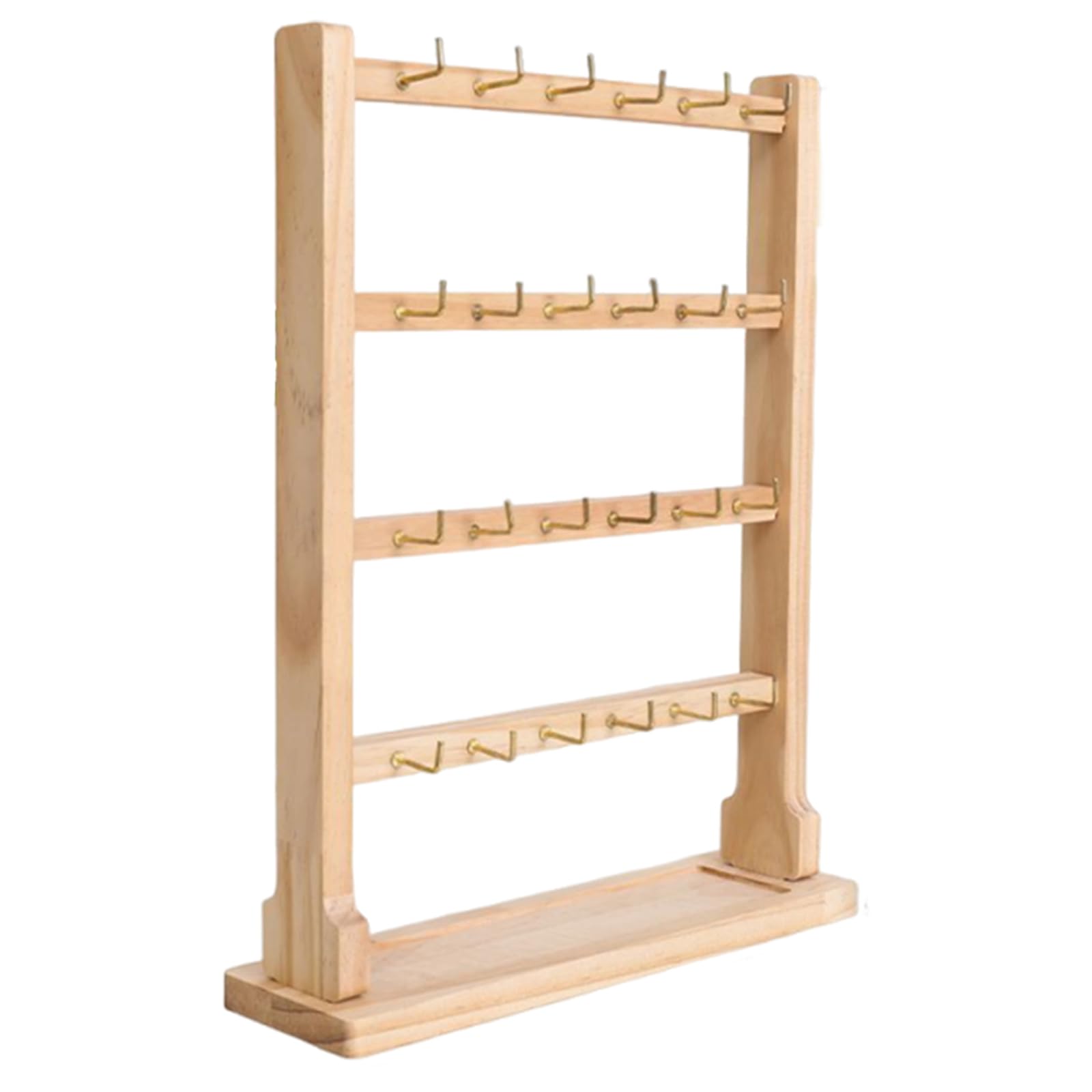 Wooden Jewelry Display Stand with Hooks, 4-Tier Bracelets & Earring Rack