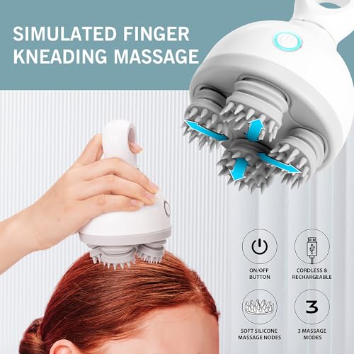UNCLE SAM Massageador de cabelo portátil sem fio elétrico para o couro cabeludo, amassar, relaxar, m