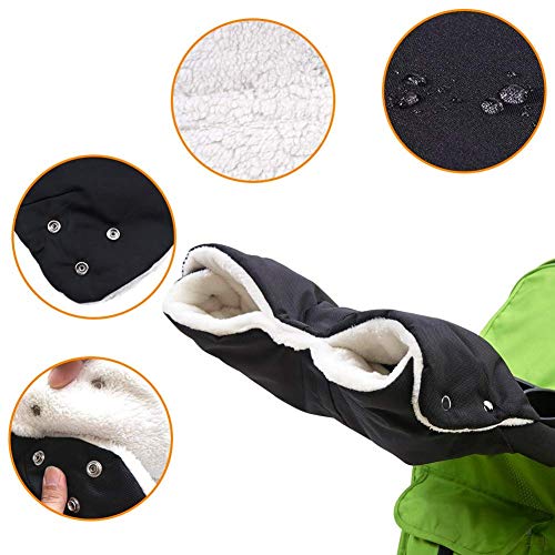 Kinderwagen Handschuhe, Kinderwagen Handwärmer,Extra Dick Fleece Innenseite Kinderwagen warme Handschuhe Universalgröße für Kinderwagen Buggy Radanhänger, Wasserfest und windfest