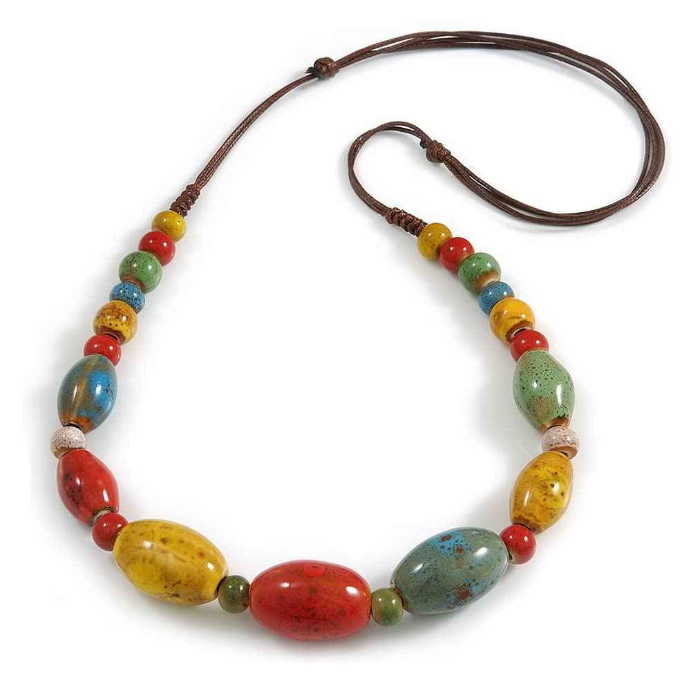 Collana di perline rotonde multicolori in ceramica fatta a mano - Italia