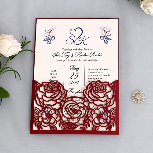 Invitations Mariage Laser Bordeaux pour Célébration Bohème et Chic