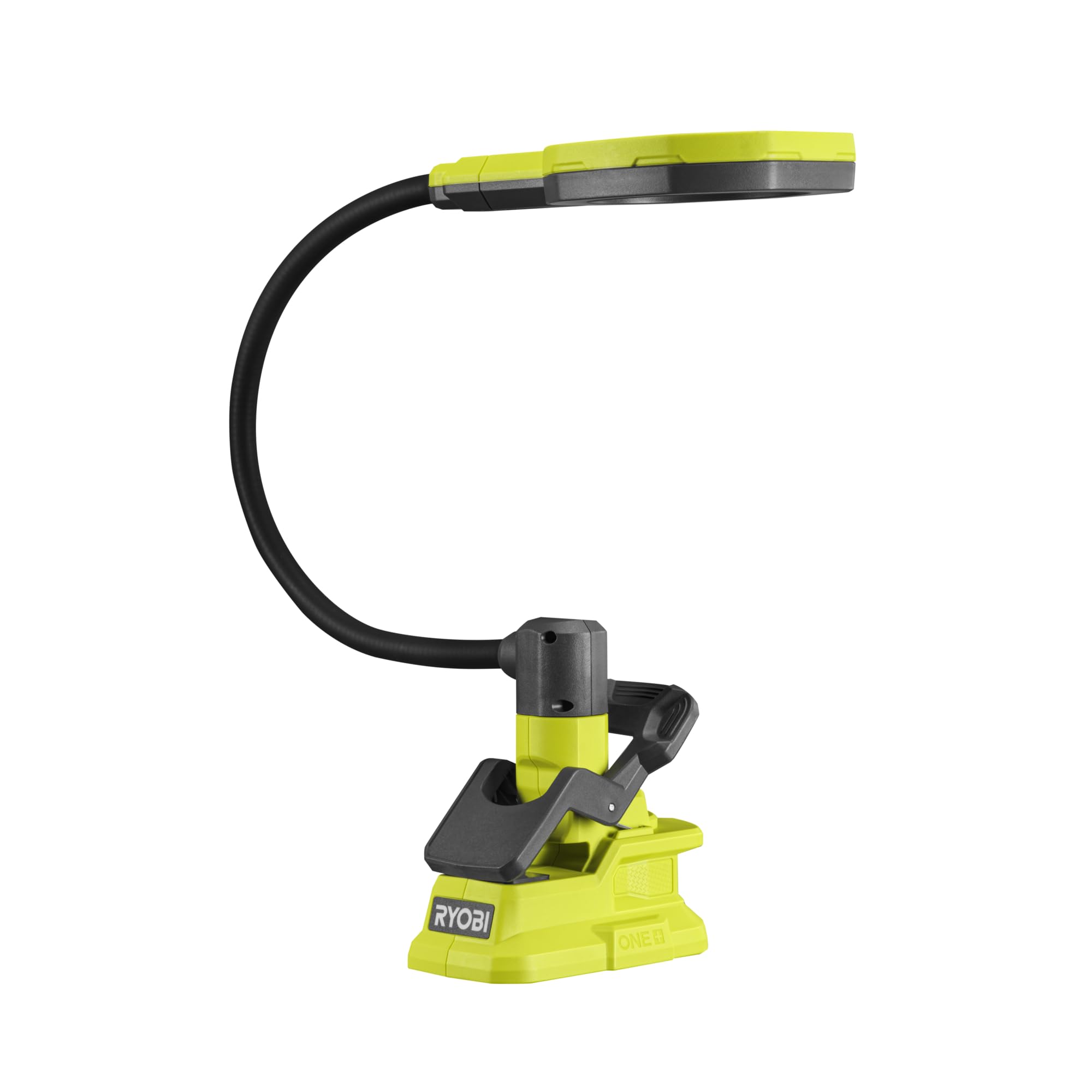 RYOBI - Lampe Loupe éclairée LED Sans Fil 18V ONE+ RML18-0 – Corps flexible de 40 cm, Tête Orientable, Pince de fixation, 2 zones de loupe x2,25 et x5 – Batterie Non Incluse