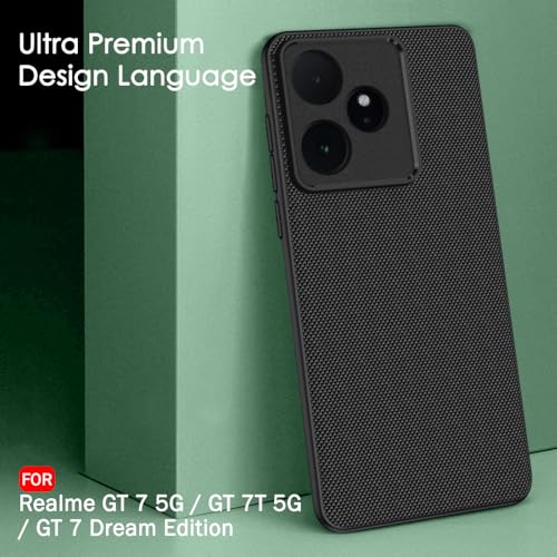 Image of TheGiftKart Back Cover Case for Realme GT 7 5G / GT 7T 5G / GT 7 Dream Edition | Slim & Lightweight | Ultra-Premium Design | Camera Protection Bump | Fabric Texture Case Cover (PC & TPU, Black)