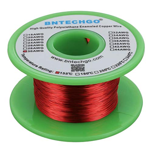 Image of BNTECHGO 30 AWG Magnet Wire 4 oz Red Enameled Copper Wire 0.0098 inch(0.25mm) | 30 Gauge Enameled Copper Coil Wire Widely Used For Transformers, Inductors, Speakers, Electromagnets, Educational Experiments