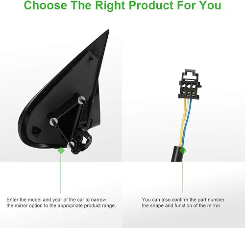 Miniatura 5 de SCITOO Espejo lateral derecho del pasajero, espejo retrovisor lateral convexo para Chevy VENTURE MONTANA 2005-2007 para Chevy UPLANDER Control de