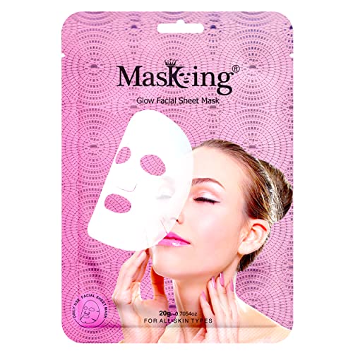 Image of Masking Sheet Mask for Glowing Skin - Glow Facial Sheet Mask for Brightening & Lightening | Deep Hydration | Suitable for All Skin Types | Pack of 1 (20g Each)