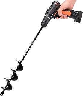 TCBWFY 1.6x16.5 Inch Auger Drill Bit for Planting Bulbs Flowers - Extended Heavy Duty Spiral Post Hole Digger for 3/8" Hex Drills