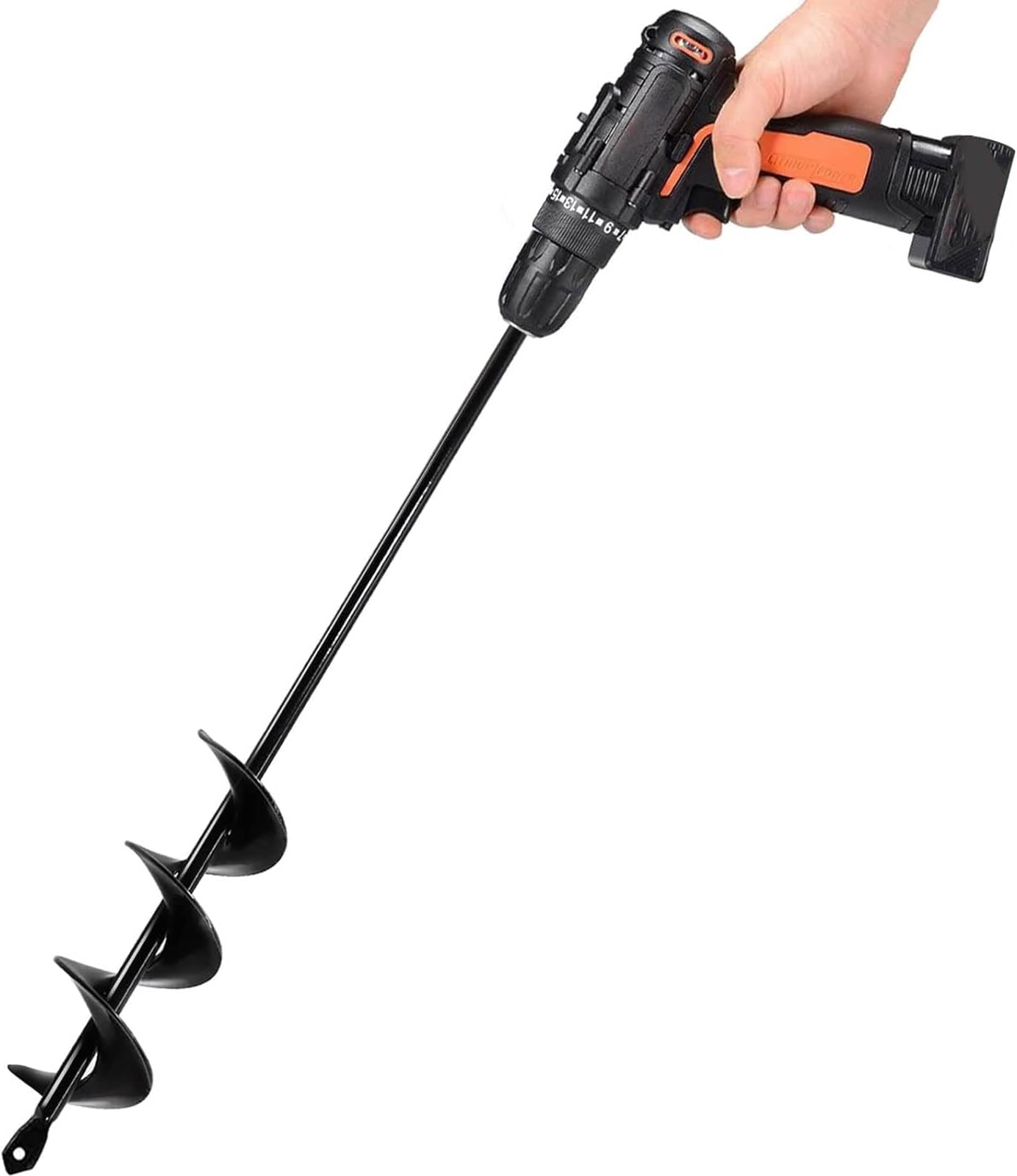 TCBWFY Auger Drill Bit for Planting 1.6x16.5inch Extended Length Garden Auger Spiral Drill Bit for Planting Bulbs Flowers,Post Hole Digger for 3/8”Hex Drill