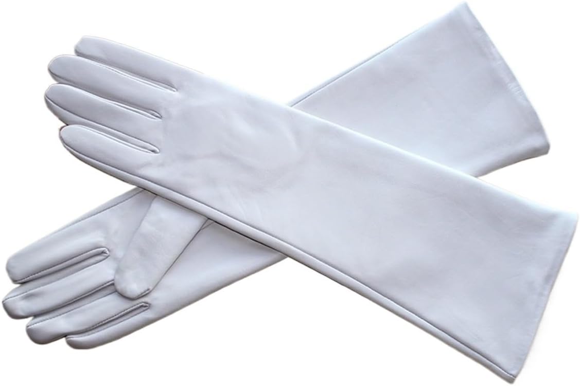 [小さな店] 新しい女性のロングシープスキン手袋薄いシルクインナータッチスクリーンソリッドカラーレザー手袋