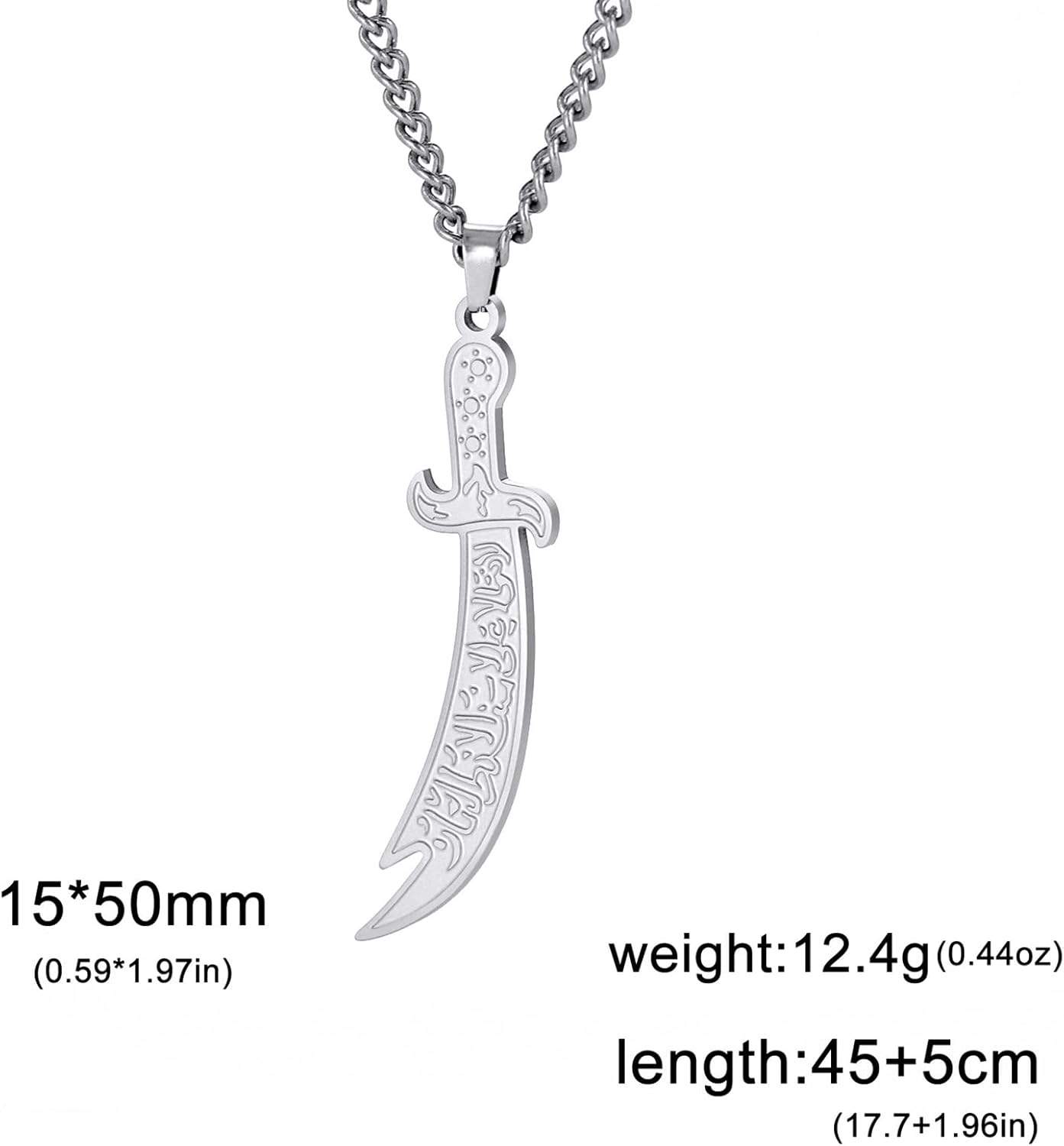 VASSAGO Sword Necklace for Men Women Zulfiqar Sword Necklace Imam Ali Zulfiqar Pendant Arabic Rune Islamic Muslim Jewelry Talisman Amulet Religious Gift - Image 6