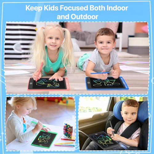 Image of Vaku Luxos 8.5 Inch LCD Rewritable Slate Pad for Kids & Adults Drawing & Writing | One-Touch Erase Digital Writing Board | Eco-Friendly Paperless Tablet for Learning, Notes & Creative Fun - Red