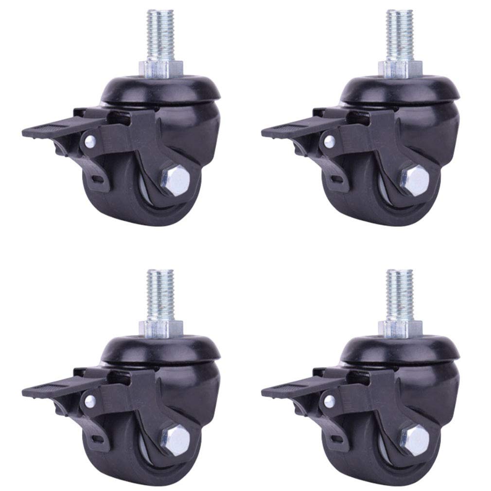YUZGUHEY Heavy Duty Swivel Caster Wheels 4pcs, Nylon Industrial Furniture Castors with Threaded Stem M16x25mm, for Trolley(Brake,2.5in)