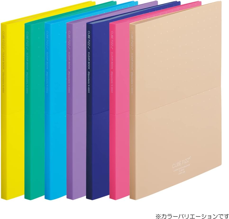 Lihit Lab CUBEFIZZ N6003-5 Clear Book, Stand Type, A4, 20 Pockets, Yellow