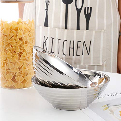 Bols à ramen en acier inoxydable 18/8 de 18 cm argentés par 2