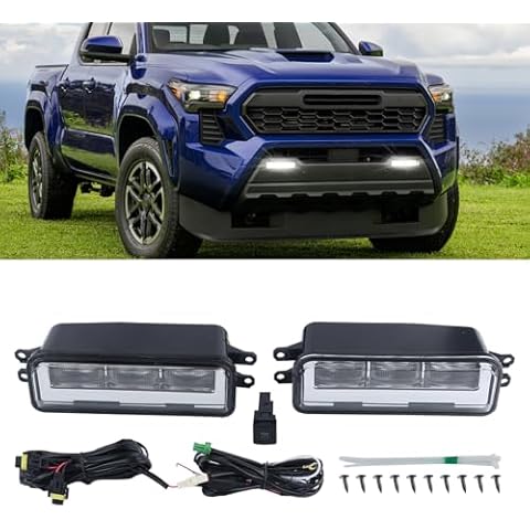 AOKAILI 81220-0C040 81210-0C050 LED Fog Light Assembly Compatible 2022 2023 2024 Tundra 2023-2024 Sequoia 2024 Tacoma,2pcs Front Fog Lamp with Turn Signal Cover