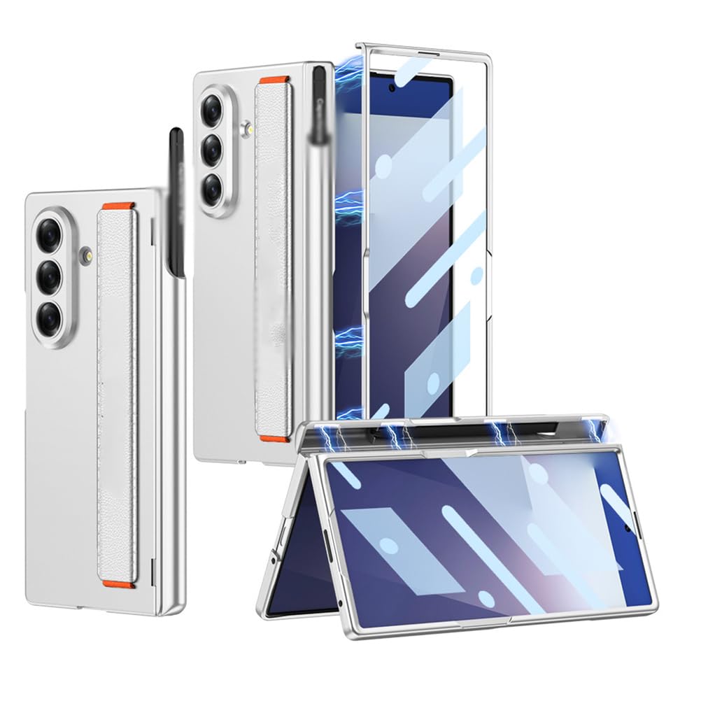 Coque Samsung Z Fold7 antichoc argentée avec film protecteur écran et porte-stylo intégré