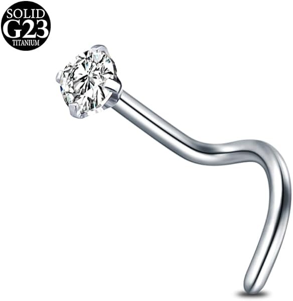 AceFun Piercing naso titanio per donne uomini 1.5mm 2mm 2.5mm 3mm diamante forma L Screw 1 Nostril Piercing a uncino 1 pezzi G23 acciaio gioielli con zirconi - 1