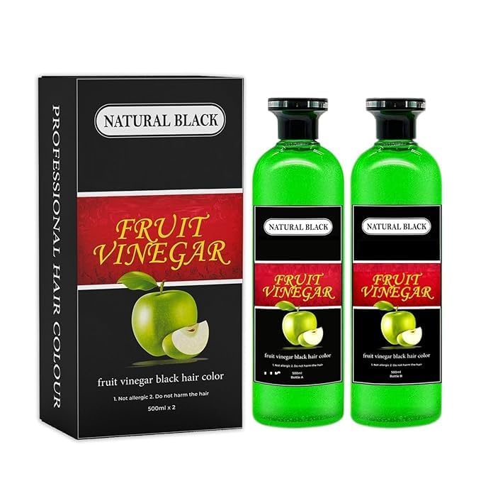 FRUIT VINEGAR Hair Dye for Men, Women, Long Lasting, Ammonia Free Color Dye Black 500ml x 2.-image-44