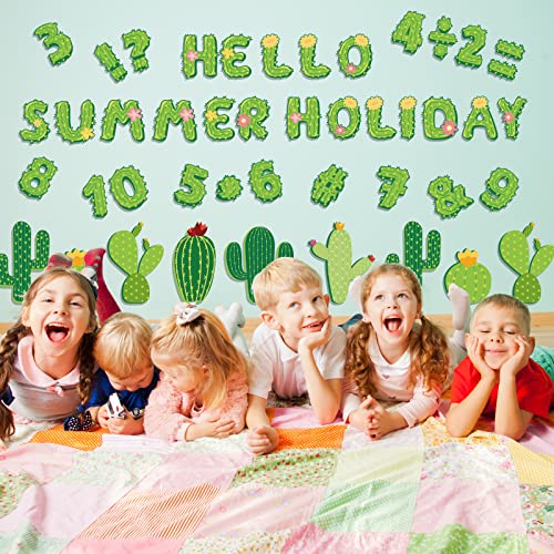 Image of Whaline 110Pcs Cactus Classroom Decor Cactus Letter Alphabet Number Symbol Cut-Outs Summer Cacti Letters Combo Pack Back to School Bulletin Board Decor for Kids Classroom DIY Projects
